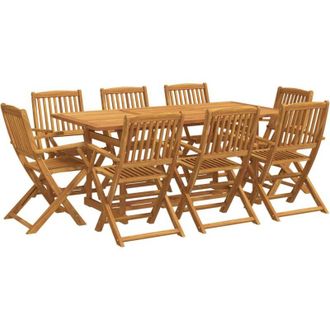 vidaXL Juego Comedor De Jard&iacute;n 9 Pzas Madera Maciza Acacia 180x90x75cm Vidaxl