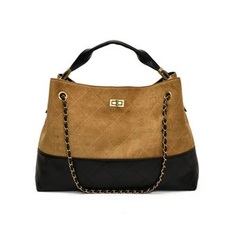 Generic Compatible For Vintage Panelled Quilted Rhombus Chain Shoulder Bag Women s Four Season Tote Medium Size