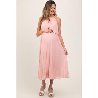 Pinkblush Pleated Woven Midi Dress at Nordstrom, Size Medium