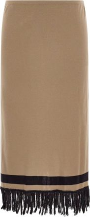 Ferragamo Minigonna con design color-block e frange - Toni neutri
