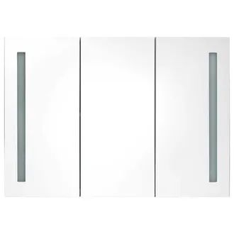 Berkfield Home LED Bathroom Mirror Cabinet 89x14x62 cm Shining White | Size: 89 x 14 x 62 cm