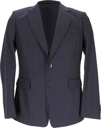 Dries Van Noten Single-Breasted Blazer in Navy Blue Wool
