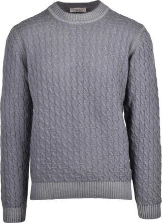 Wool & Co Textured Cable Knit Crew Neck Sweater With Tone-On-Tone Embroidery