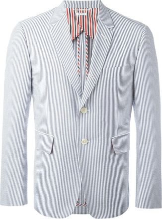Thom Browne striped blazer - men - Cotton/Cupro - 3 - White