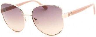 Guess Roze Metalen Zonnebril met Bruine Lenzen - Dames - Zonnebrillen - Beige - 55 MM - Accessoires
