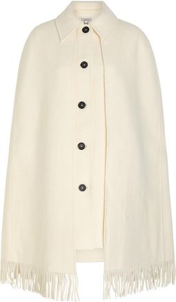 Toteme Fringed Wool-blend Cape Coat - White - 32 (UK4 / Xxs)