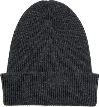 Amicale Cashmere Ribbed Cashmere Double Cuff Beanie in Charcoal at Nordstrom Rack