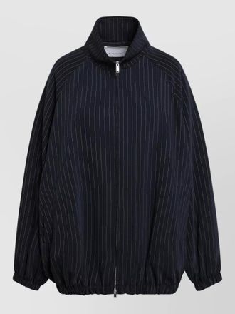 Frankie Shop pinstripe jacket high collar elasticated hems