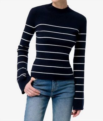 Vanessa Bruno Vanessa Long Bell Sleeves Sweater In Ecru/navy