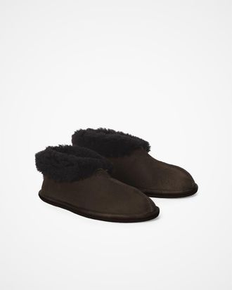 Celtic & Co. British Shearling Bootee Slippers in Mocca at Nordstrom, Size 13