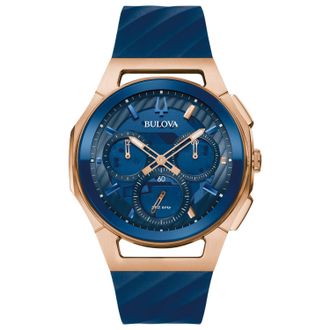 Bulova Mens Curv Blue Dial Watch