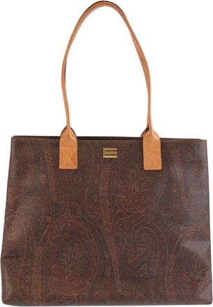 Etro Beige Brown Pvc Leather Shoulder Bag Tote Bag (Pre-Owned)