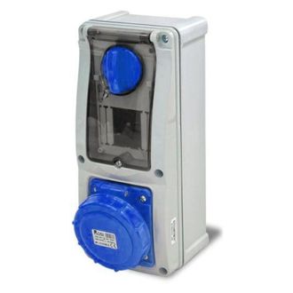 Rosi Collection Presa interbloccata verticale con sezionatore, con fondo, con barra DIN, 230V, 3 poli, 16A, IP67 - Rosi 16.3216B6D