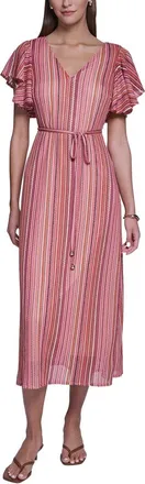 Halston Heritage Crochet Knit Striped Maxi Dress