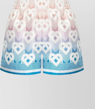 Casablanca monogram heart patterned silk shorts