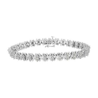 House of Brilliance Silver 1.0 Ctw Diamond Miracle-Set X-Link Tennis Bracelet in White at Nordstrom