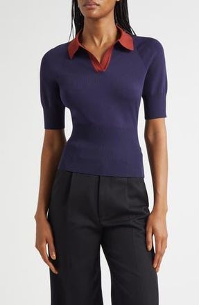 Staud Gene Polo Sweater in Navy/Sangria at Nordstrom Rack, Size X-Large