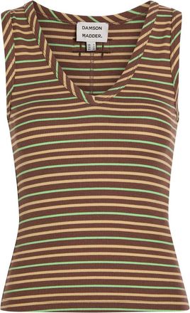 Damson Madder Arlea Striped Ribbed Cotton-blend Tank - Multicoloured - 10 (UK10 / S)