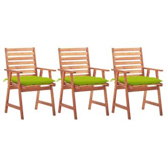 vidaXL Vidaxl - Sillas Comedor De Jard&iacute;n 3 Uds Madera Maciza Acacia Y Cojines