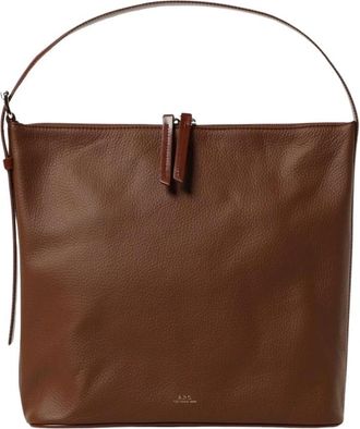 A.P.C. Leren Schoudertas - Dames - Handtassen - Bruin - ONE Size - Katoen - Tassen