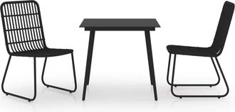 vidaXL 3 Piece Outdoor Dining Set Poly Rattan and Glass Vidaxl