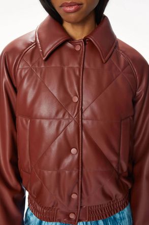 OOF Wear Eco Leather Bomber In Chestnut Brown