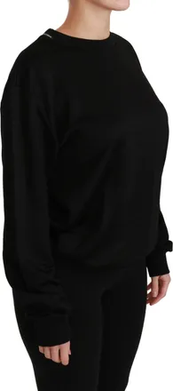 Dolce & Gabbana Womens Cotton Crewneck Sweatshirt Black Sweatshirts