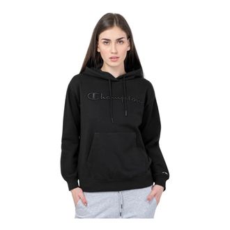 Champion Zwarte hoodie met geborduurd logo - Dames - Hoodies - Zwart - L - Katoen - Hoodies & sweatvesten