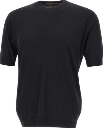 FILIPPO DE LAURENTIIS Tops, Heren, Zwart, L, Extra-fijne T-shirt met korte mouwen