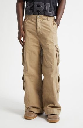 ERL Gender Inclusive Cotton Canvas Cargo Pants in Beige at Nordstrom, Size X-Large