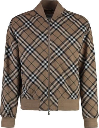 Burberry Beige Check Bomber Jacket