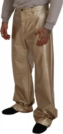 Dolce & Gabbana Metallic Gold Polyester Straight Trouser Mens Pants (Pre-Owned)