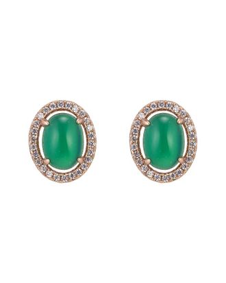 Eyecandy LA Eye Candy La Sierra Cz Crystal With Jade Stone Stud Earring