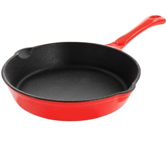 MegaChef Enameled Round 8 Inch PreSeasoned Cast Iron Frying Pan in Red at Nordstrom