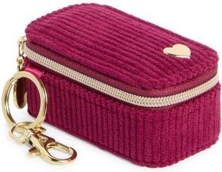 Nordstrom Mini Travel Jewelry Case Key Chain in Burgundy Corduroy- Gold Heart at Nordstrom Rack
