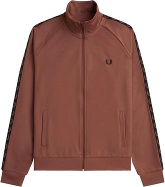 Fred Perry Contrast Tape Track Jacket - Heren - Vesten met rits - Bruin - 2XL - Katoen - Hoodies & sweatvesten