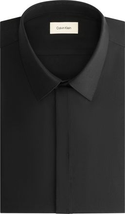 Calvin Klein Businesshemd CALVIN KLEIN XSLIM OCCASION STR SLD, Herren, Gr. 37, N-Gr, schwarz, Web, Obermaterial: 97% Baumwolle, 3% Elasthan, unifarben, slim fit no