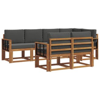 vidaXL Conjunto De Sof&aacute;s De Exterior 7 Pcs Natural Y Antracita Vidaxl