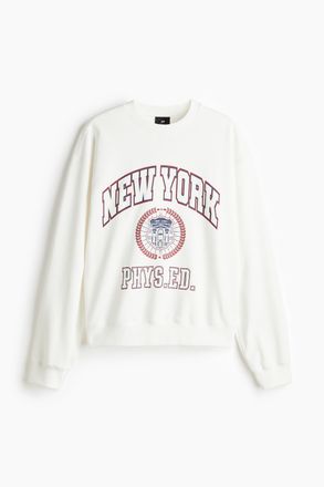 H&M Sweatshirt in Loose Fit - Weiss/New York
