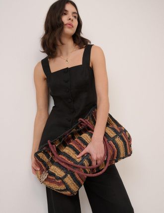 Nobody's Child Black Strappy Linen-Blend Waistcoat