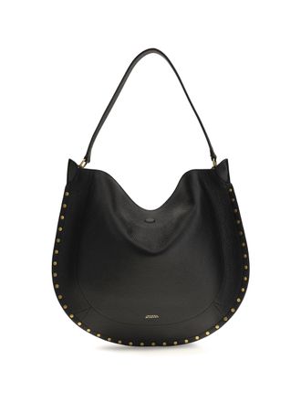 Isabel Marant Womens Hobo Shoulder Bag Oskan Black Calfskin Calf Leather