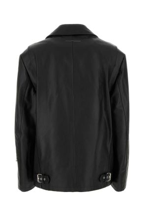 Maison Margiela Womens Black Leather Jacket Giacche Pelle In