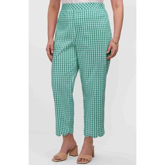 Foxcroft Elaine Scallop Hem Capri Pants in Kelly Green/White at Nordstrom, Size 2X
