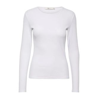 Gestuz Witte Longsleeve Tee Top - Dames - Longsleeves - Wit - S - Katoen - Tops