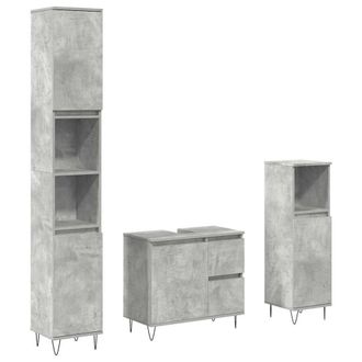 Berkfield Home 3 Piece Bathroom Furniture Set Concrete Grey Engineered Wood