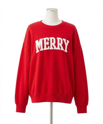 Z Supply Very Merry Sunday Sweatshirt In Festive Red