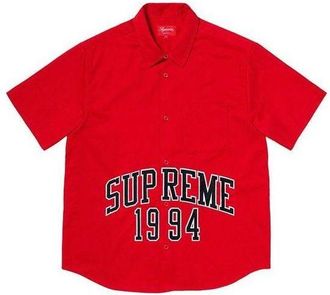 SUPREME Arc Logo S/S Work Shirt Red Black SUP-SS20-149