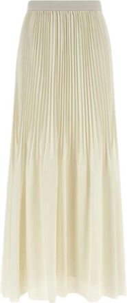Twinset Lange Geplooide Rok - Dames - Maxi Rokken - Wit - L - Polyester - Rokken