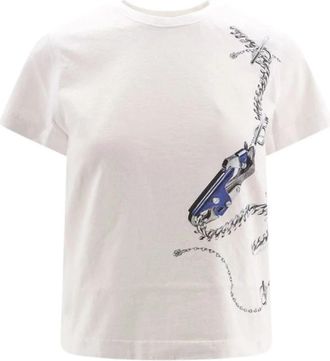 Burberry Knight-print Katoenen T-shirt - Dames - T-shirts - Wit - M - Katoen - Tops