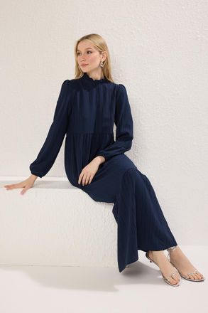Trendyol Modest Dames Donkerblauw Effen Maxi Lang Casual A-lijn Modest Jurken